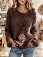 Women's Fuzzy Crew Neck Sweater