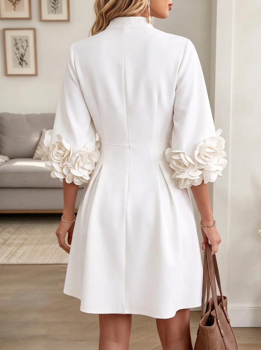 Women's Floral Applique Sleeve Mini Dress