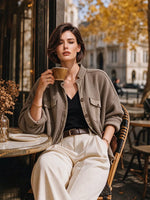 Women's Casual Collared Irregular Shirt Coat