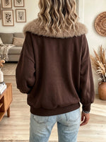 Women's Faux Fur Collar Fleece Zip-Up Jacket