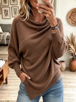 Women's Draped Cowl Neck Slouchy Knit Pullover