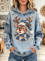 Women's Reindeer Print Hoodie