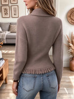 Retro Cozy Lapel Art Casual Stylish Knit Long Sleeve Sweater