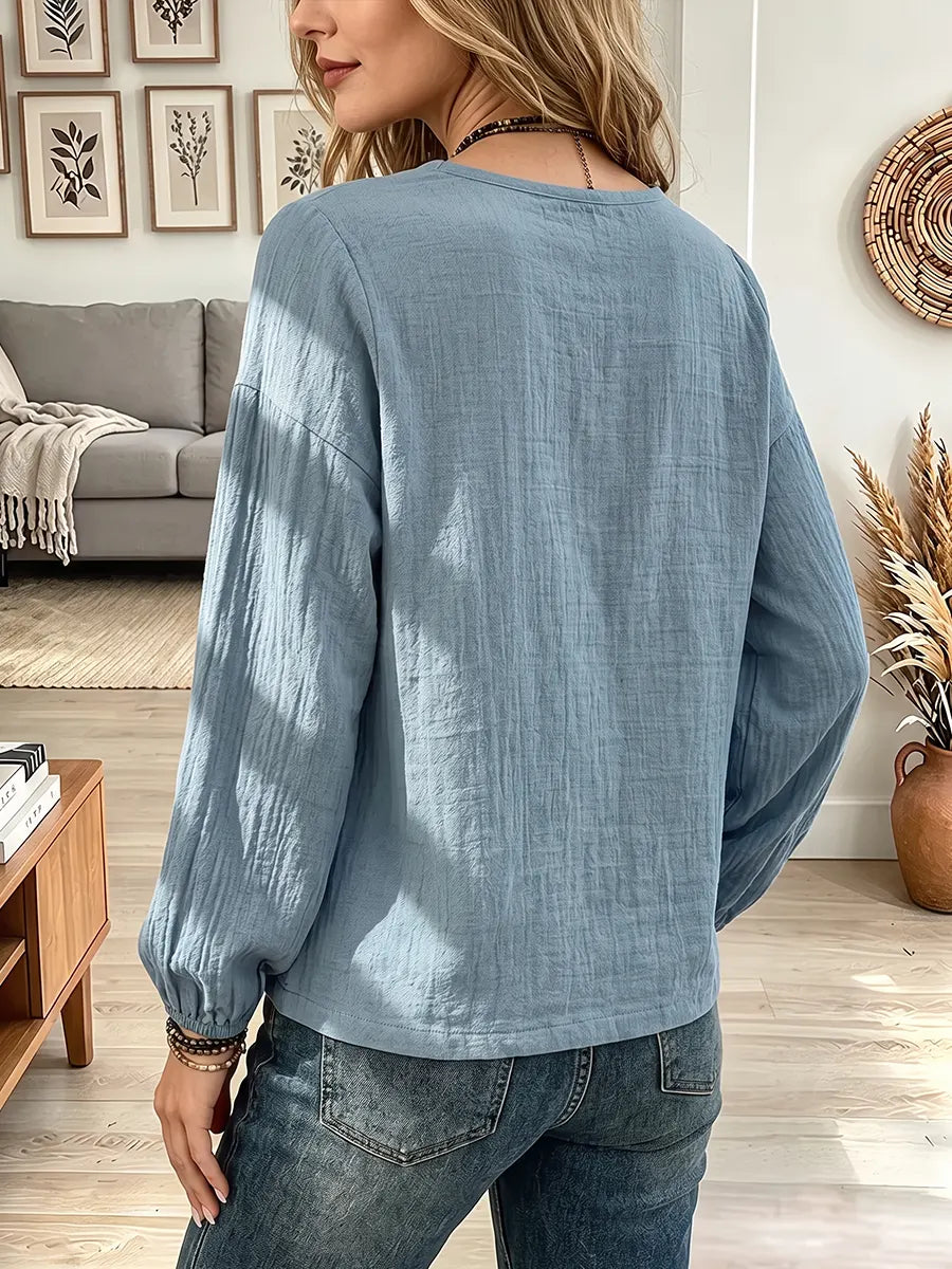 Vintage Elegant Cotton-linen Blend Shirt