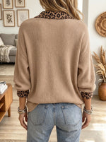 Women's Leopard Collar Knit Sweater
