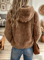 Women's Buckled Fux Fur Coat