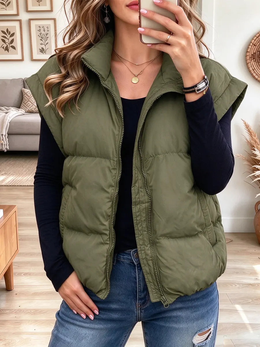 Retro Chic Lightweight Art Casual Stylish Sleeveless Vest Padded Jacket