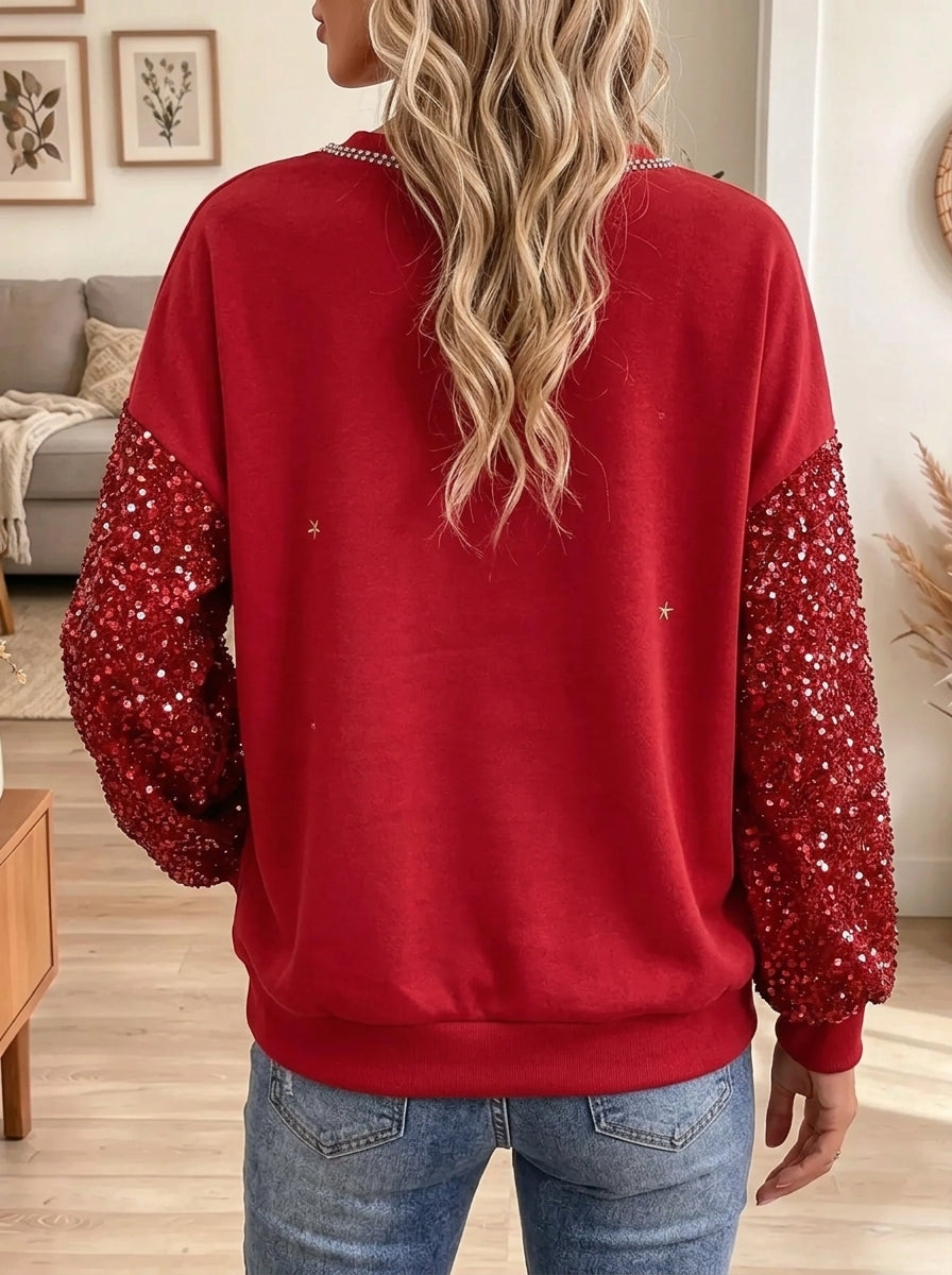 Women's Merry Christmas Balloon Sleeve Sweatshirt