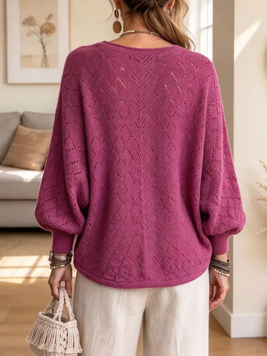 Retro Elegant Hollow Knit Art Casual Stylish Long Sleeve Layered Sweater