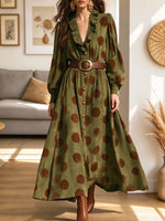 Vintage Elegant Polka Dot Ruffled Art Casual Stylish Long Sleeve Dress