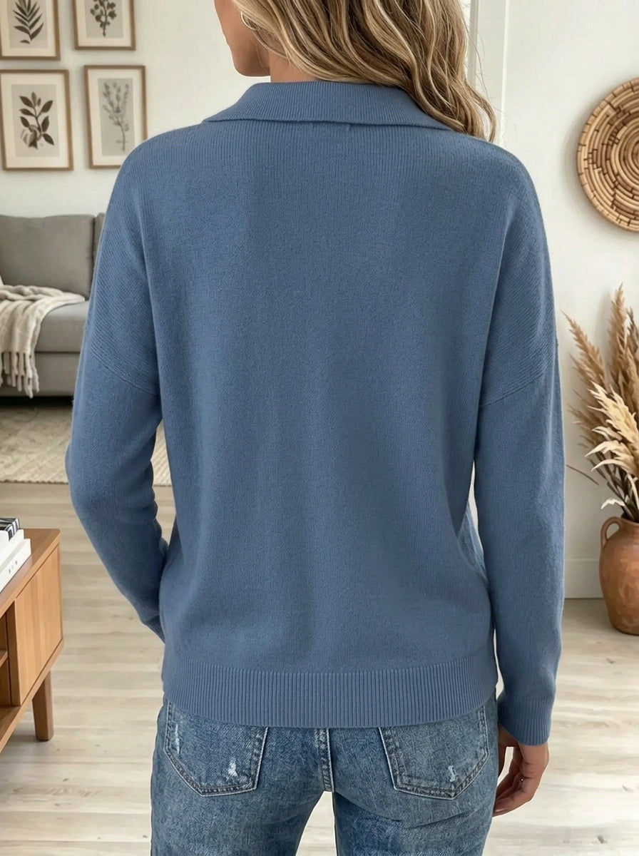 Women's Polo Collar Button-Front Knit Cardigan