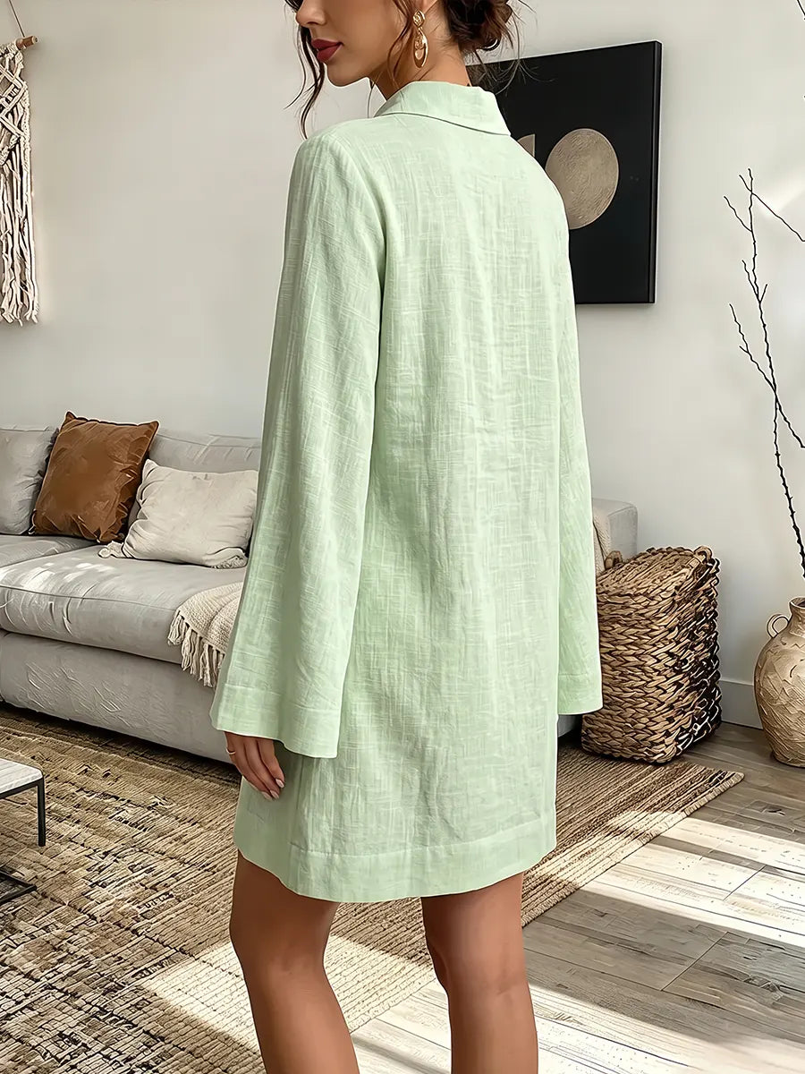 Vintage Elegant Cotton-linen Blend Dress