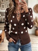 Women's Polka Dot Crewneck Cardigan