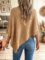 Women's Cable Knit V-Neck Poncho Sweater