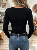 Women's Grommet Lace-Up Ribbed Top