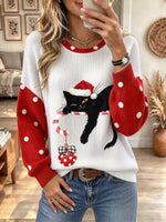 Women's Christmas Black Cat Sweater