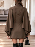 Vintage Chic Stand Collar Art Casual Stylish Long Sleeve Mini Dress