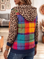 Vintage Elegant Leopard Print Patchwork Quilted Winter Jacket