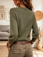 Retro Round Collar Knit Art Casual Stylish Long Sleeve Cardigan Sweater