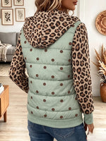 Vintage Elegant Leopard Print Patchwork Quilted Winter Jacket