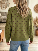 Women's Polka Dot Crewneck Cardigan